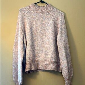 Banana Republic Cream and Pink Turtleneck Sweater